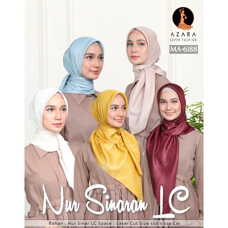 [Grosir 10pcs]Hijab Azara Scarf Nur Shinaran Laser Cut Jilbab Segi Empat Shinar Polos Square Termura
