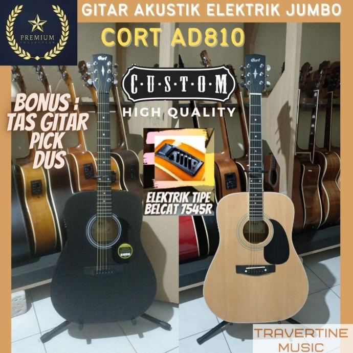 GITAR AKUSTIK ELEKTRIK CORT NATURAL & HITAM JUMBO CUSTOM HIGH QUALITY SD123SA3