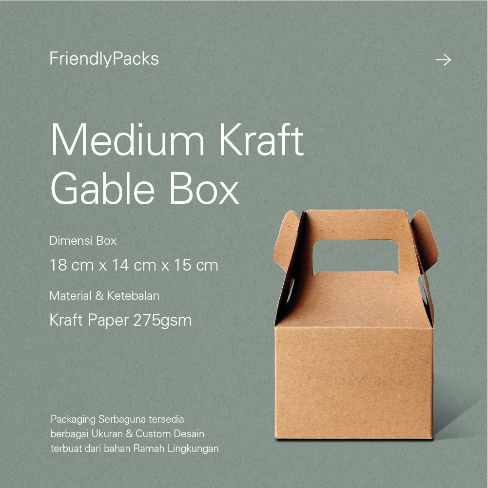

Medium Gable Box Packaging Kraft / Kotak Kue / Dus Jinjing