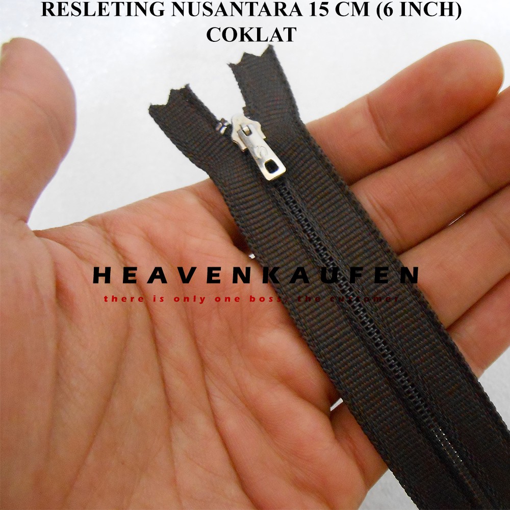 Resleting Zipper Retsleting 15 cm Cokelat Merk Nusantara Murah