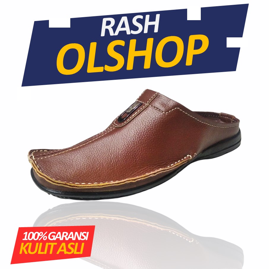 Sepatu Sandal Pria Model Selop Bustong Terbaru Bahan Kulit Asli Nyaman Dan Berkualitas