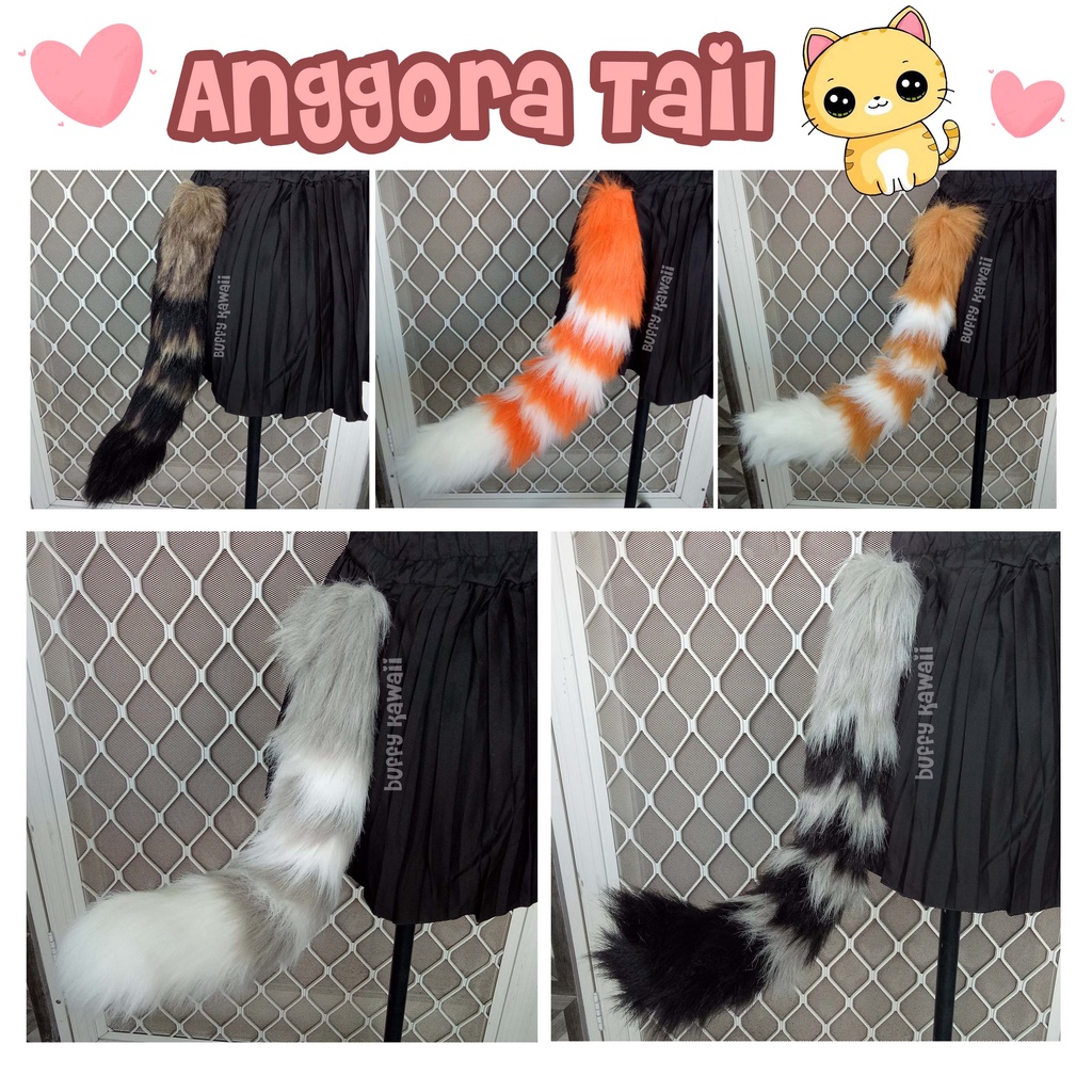 Ekor neko anggora furry blaster persia cat tail halloween cosplay accessories
