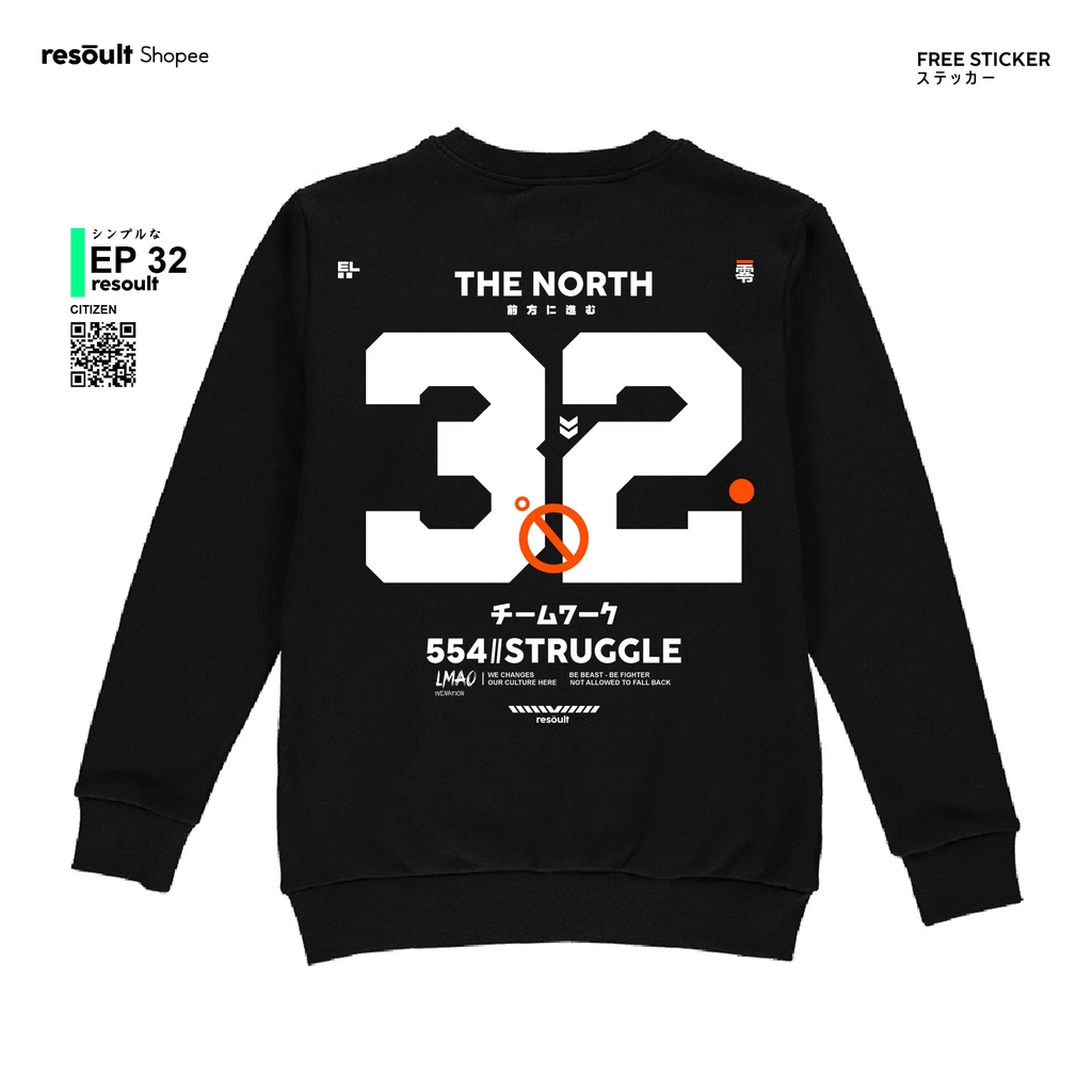 Crewneck Hitam Resoult.co  - EPS 32 We Nation - Crewneck / Lengan Panjang Hitam