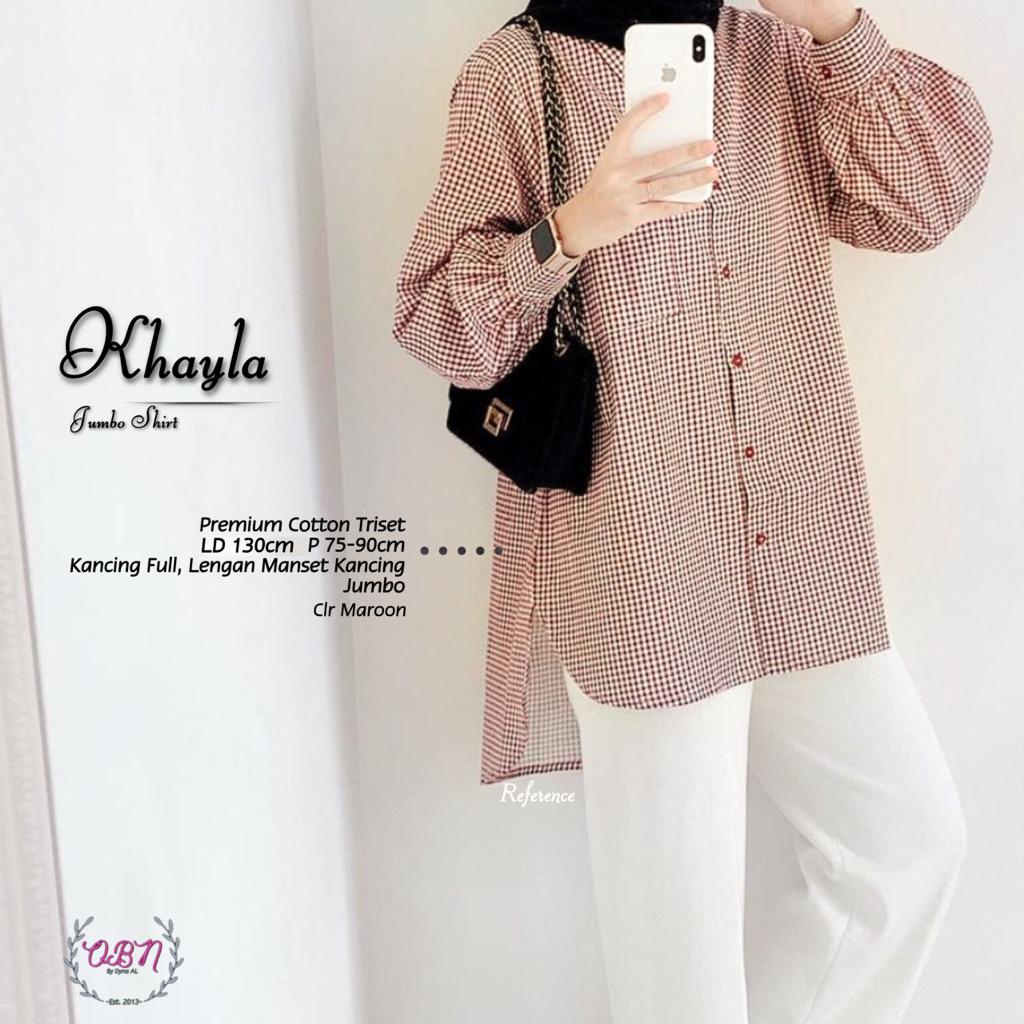 khayla shirt baju pakaian atasan kemeja tunik jumbo ld 130 bigsize oversize busui friendly frendly w