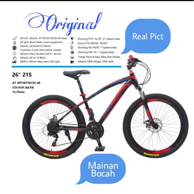 Sepeda Gunung MTB Atlantis AT-730 CN 26 Inch Velg Tinggi 4 CM
