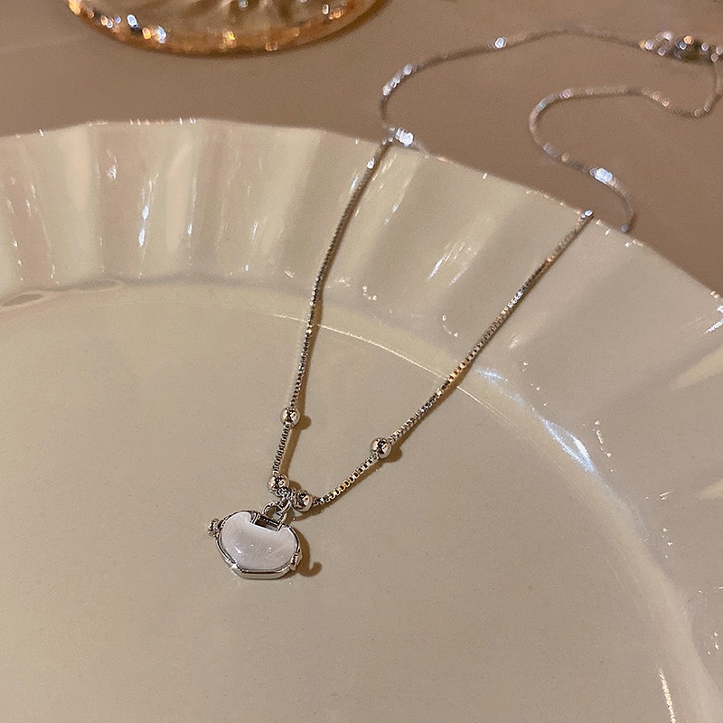 Kalung Choker Bahan Titanium steel Dengan Liontin Opal Untuk Wanita