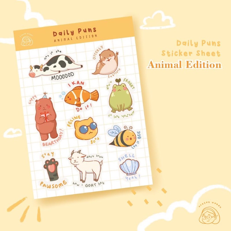 

CUTE STICKER SHEET (Daily Puns | Animal Edition)