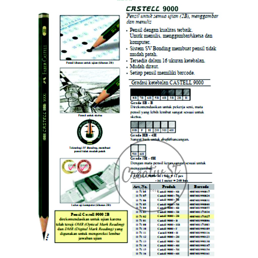 

RB (16 Pcs) FABER CASTELL Pensil Komputer 9000 6H Sampai 8B