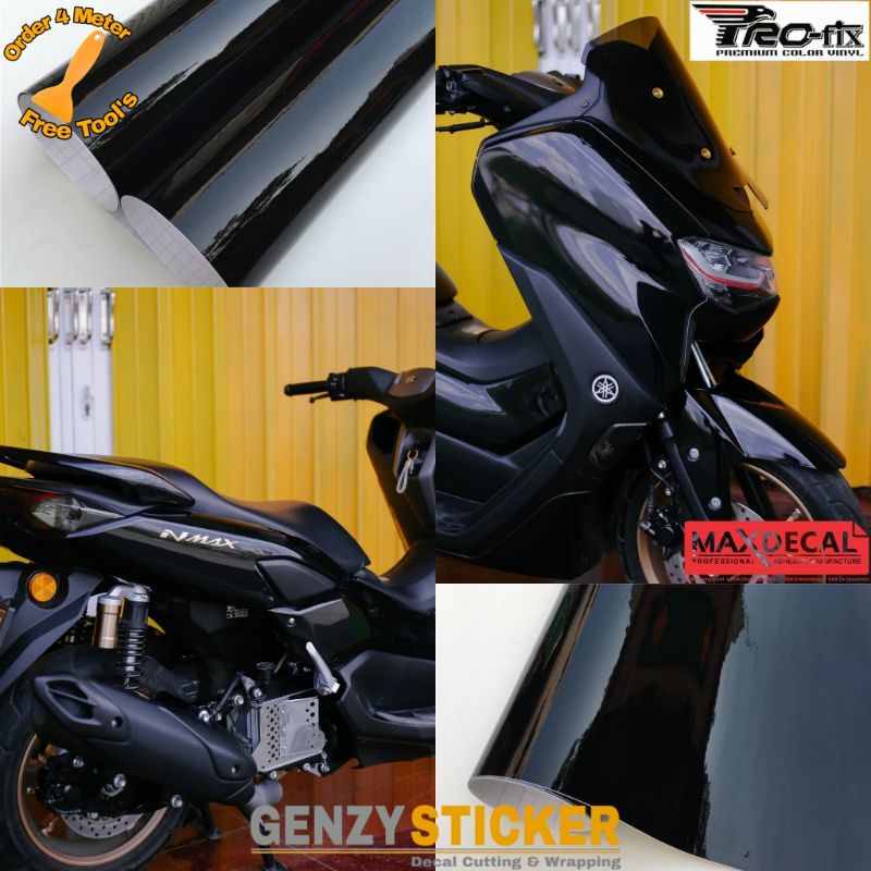 Sticker/skotlet hitam glossy sticker motor hitam mengkilat