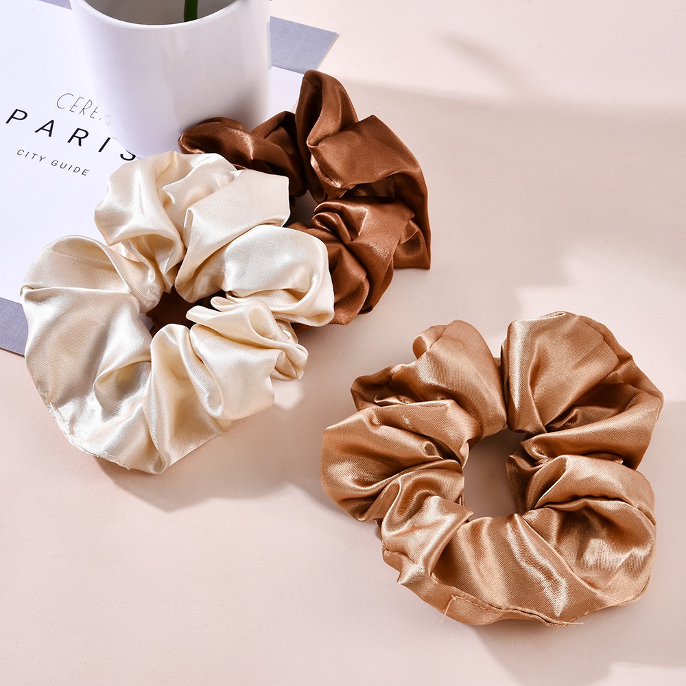OVERFLOWS.ID  Scrunchie Ikat Rambut Cepol Kekinian Korea Lucu Satin Polos