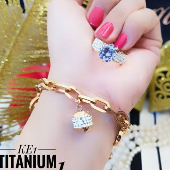 Titanium gelang dan cincin kkl32