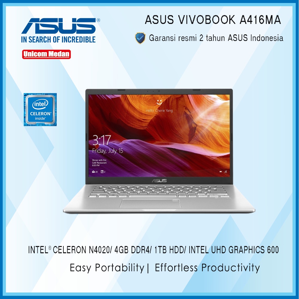 ASUS A416MA IPS INTEL N4020/ 4GB/ 1TB/ 14 inch/ Win10 + OHS / IPS FHD