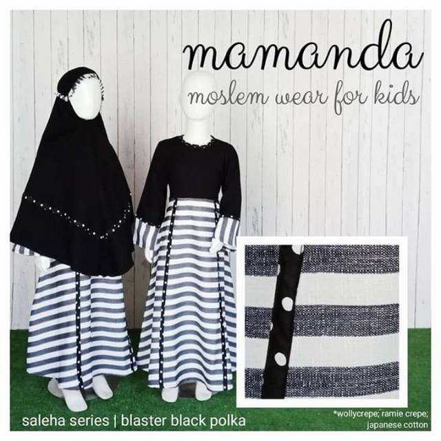 Gamis anak mamanda "SS blaster black polka"