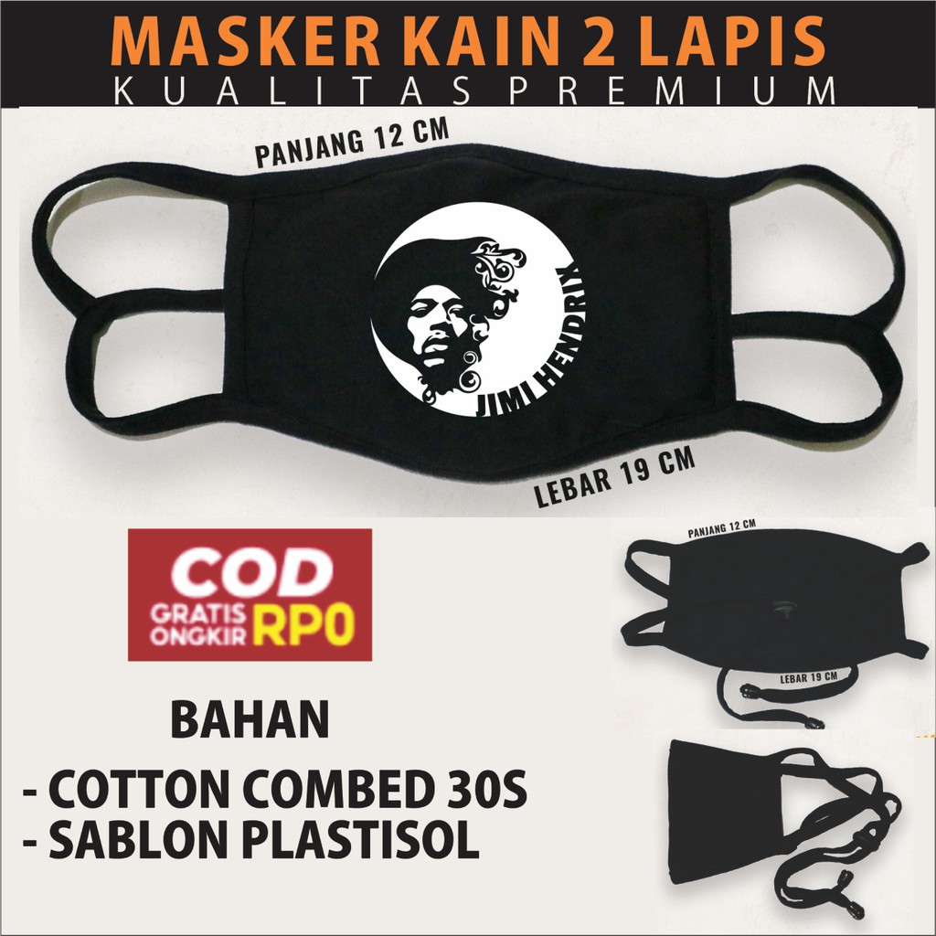 MASKER KAIN 2 LAPIS JIMI HENDRIX, JUMPER BAND JIMI HENDRIX