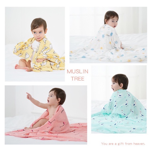 Selimut Bayi Bamboo Fiber Kain Muslin Bedong Bayi Swaddle Baby