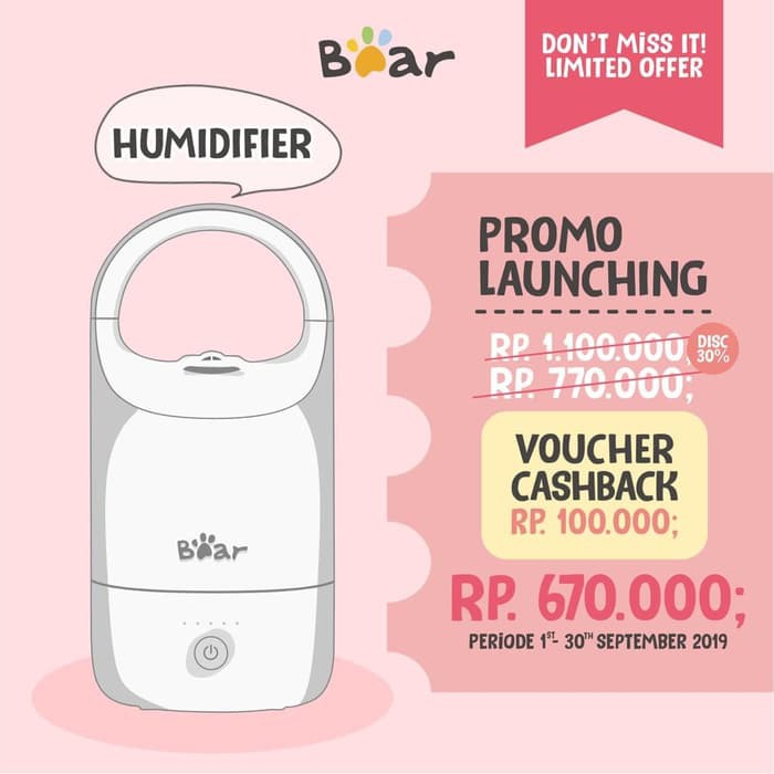 Bear Baby Air Humidifier Alat Penjaga Kelembaban Udara Ruangan