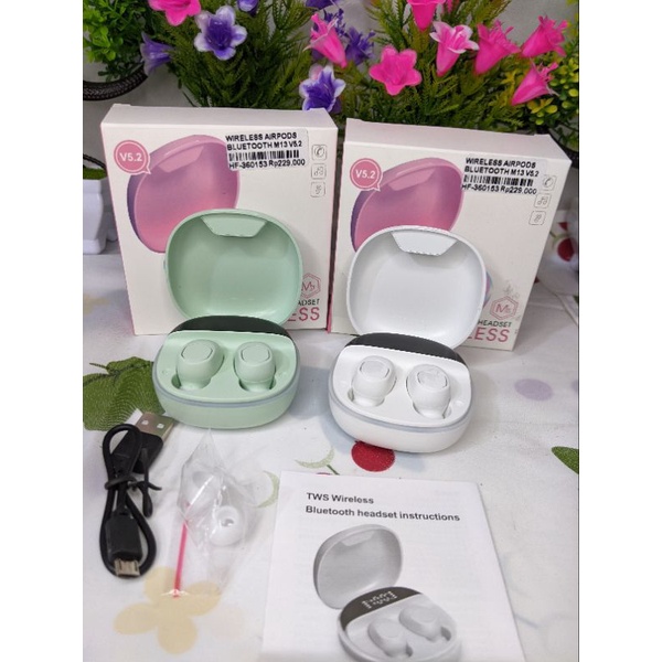 TWS M13 Bluetooth Headset macaron dengan Digital Display