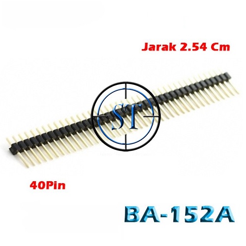 BA-152A Pin Header PCB 2.54mm Male 40 Pin Kaki Soket Module Single Row Strip Silver Connector Hitam