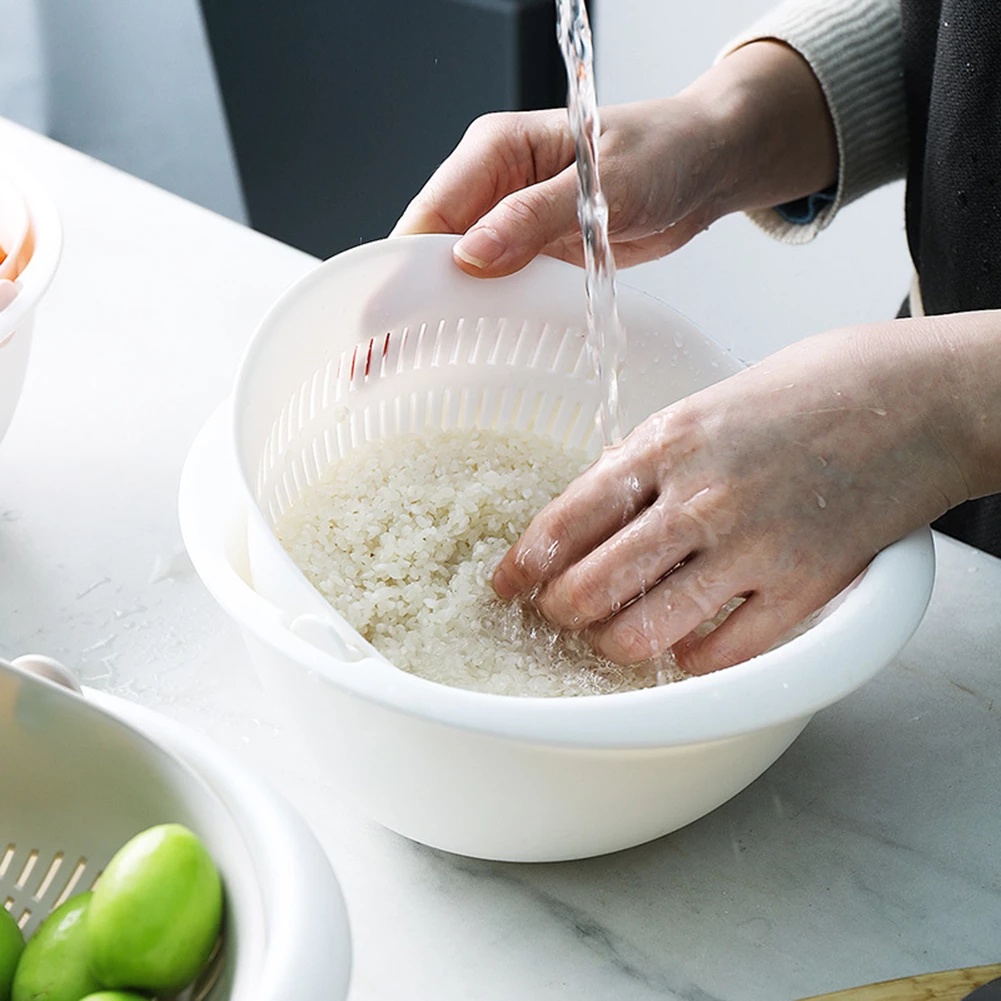 Keranjang Pengering Buah / Sayuran Multifungsi Lapisan Ganda Dengan Tutup Untuk Dapur