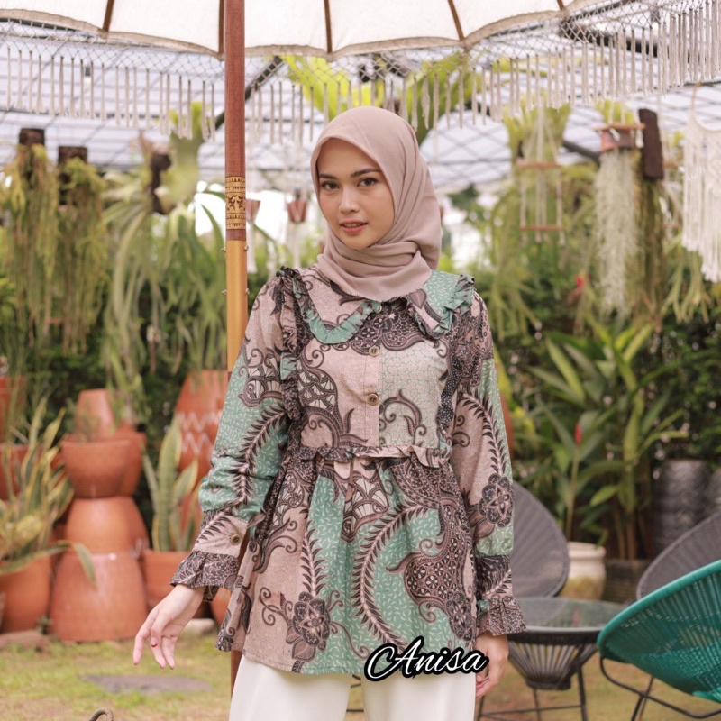 Riskymabatik || Batik Couple Batik Couple Modern Baju Batik Couple Batik Tunik Couple-B.kT ijo