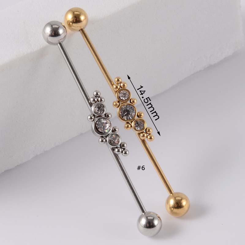 1pc Anting Tindik Tubuh Desain Barbell 16gauge Untuk Priawanita