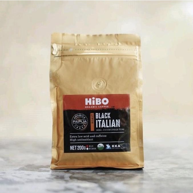 

[COD] Kopi HIBO Organic Coffee Black Italian Roast Bean Biji 200 gram [COD]