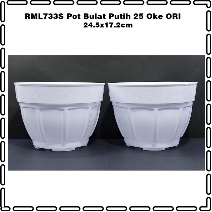 RML733S Pot Tanaman Bulat Putih 25 Oke ORI