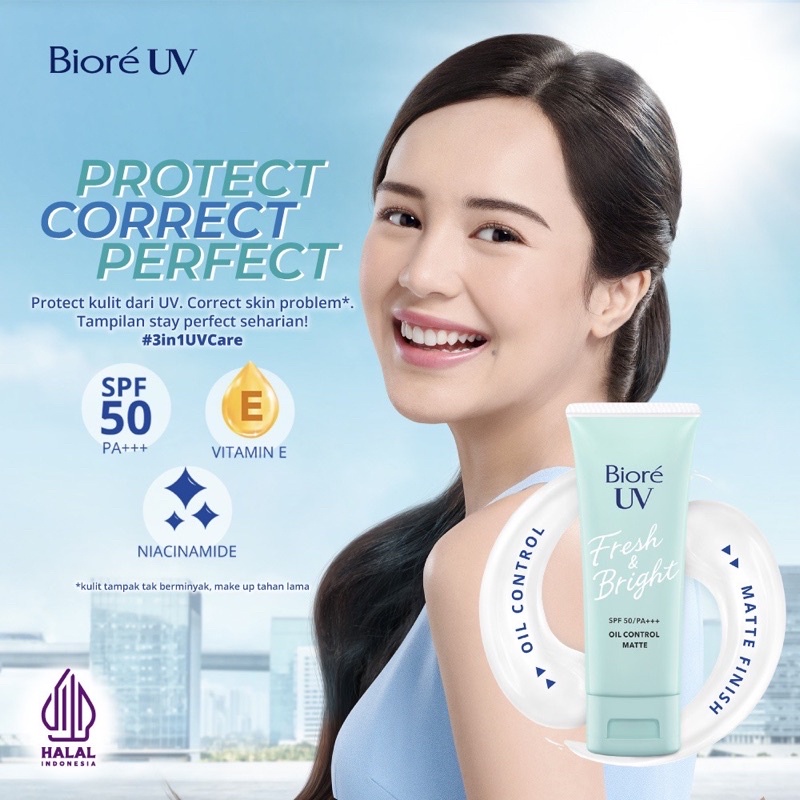 BIORE Sunscreen UV Fresh &amp; Bright Instant Cover | Oil control Matte Sunscreen SPF 50+ PA+++