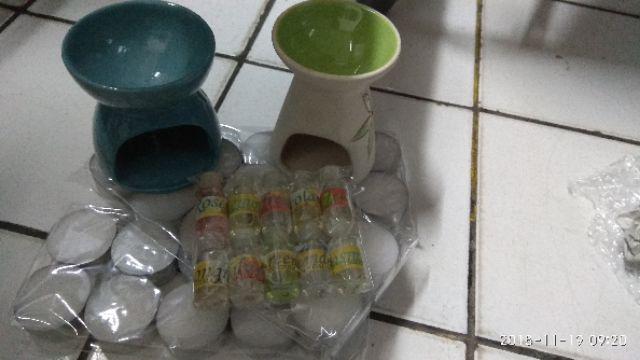 Paket 2 Tungku Aromaterapi Bentuk Sedang Mangkuk Keramik Full Glasir