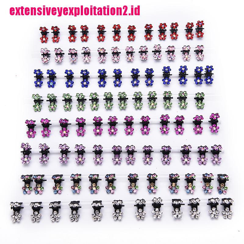 &lt; E2id &amp; &gt; 12pcs / Set Jepit Rambut Cakar Mini Hias Kristal Untuk Bayi / Anak Perempuan