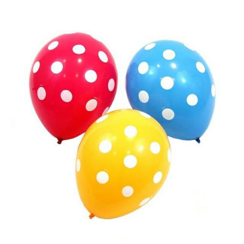 BALON POLKADOT WARNA WARNI karet tiup latex party pesta warna warni bintik