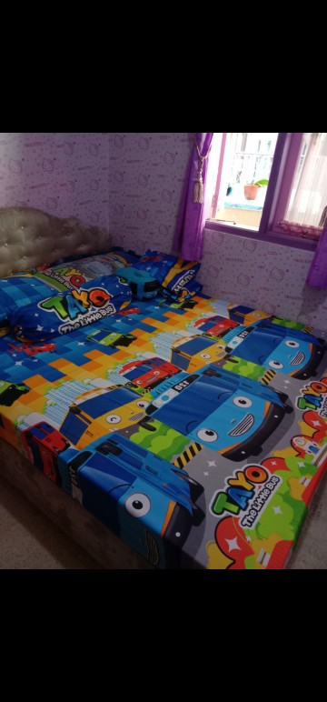 Seprei Murah!!! Seprei Grey Artika/ Sprei Tayo Round Star/ Tayo Funland Homemade (120,160,180)