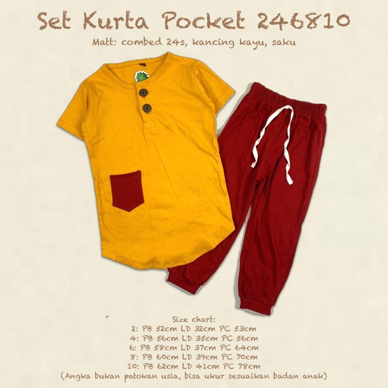 Setelan Kurta Pocket Pineapple Kids Original Super Premium Baju Muslim Koko Anak