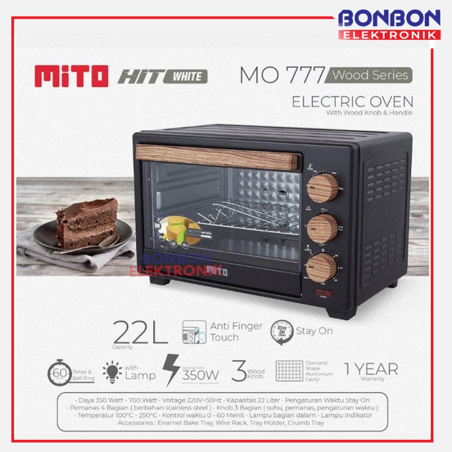 MITO MO 777 Oven Listrik 20 Liter (Wood Series) HIT 350W / MO777 20L