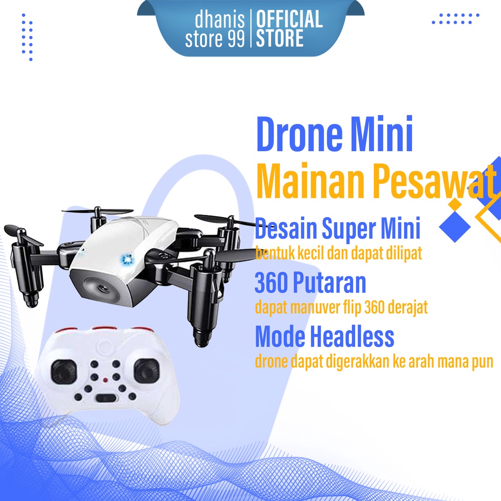 Drone Mini Pocket Foldable Dron Kecil Mainan Anak Pesawat Terbang Helikopter Remote Control Tanpa Kamera Drown Murah