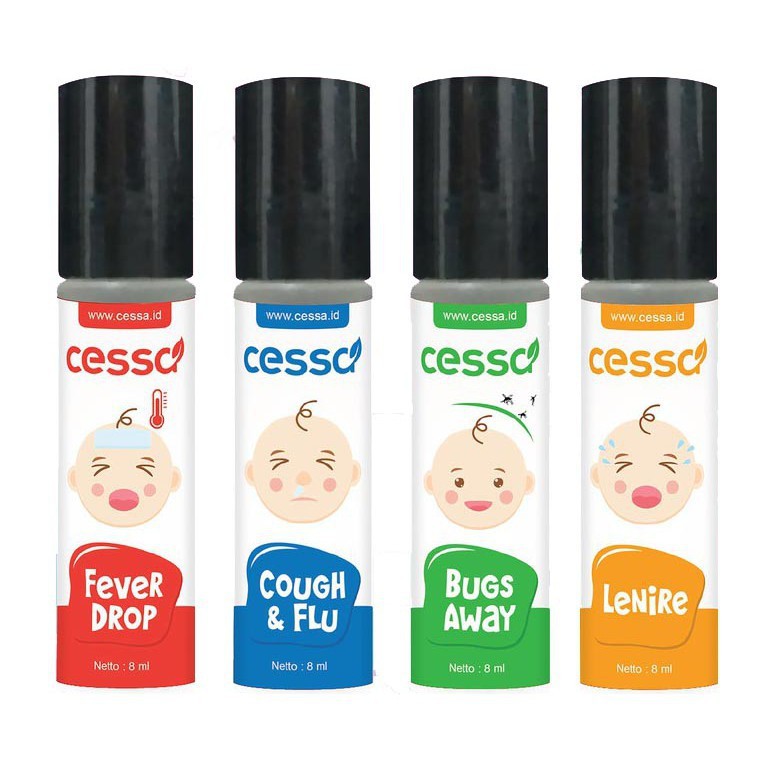 Cessa Baby Oil 8ml (0-2 tahun) Fever Drop , Cough n Flu , Lenire , Bugs Away dan Immune Booster