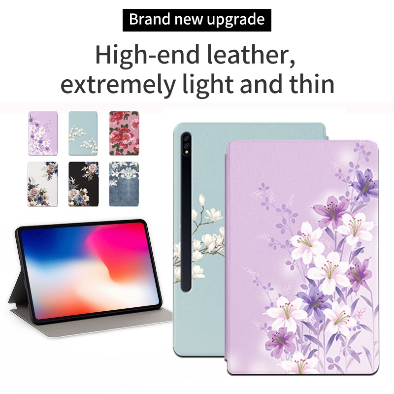 [Ready Stock] Untuk Samsung Galaxy Tab S8 S7 11.0 &quot;SM-X700 SM-X706 SM-X706B/U/N SM-T870 SM-T875 SM-T876B Fashion Tablet Casing Pelindung Mekar Bunga Cantik Flip Stand Cover