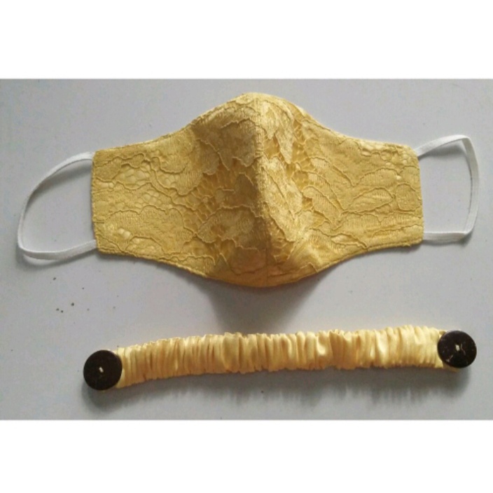 MASKER KAIN BROKAT WARNA KUNING