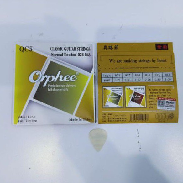 senar gitar orphee klasik nylon QC5 normal tension 1set