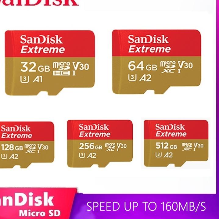 LANGSUNG KIRIM.. SanDisk memory card 8/16/32/64/128/256/512GB CLASS 10 Micro SD Extreme Ultra micros