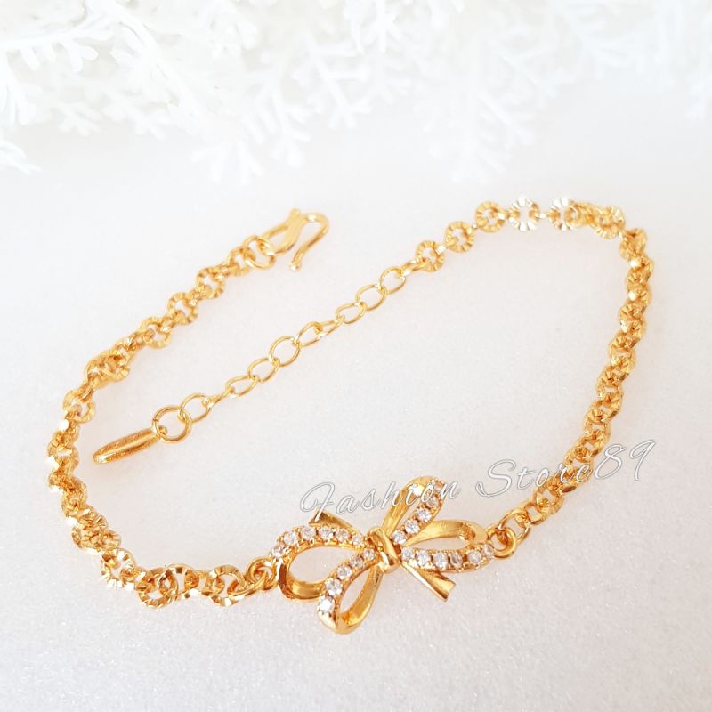 Gelang tangan Rantai Motif Pita Perhiasan fashion wanita dewasa impor