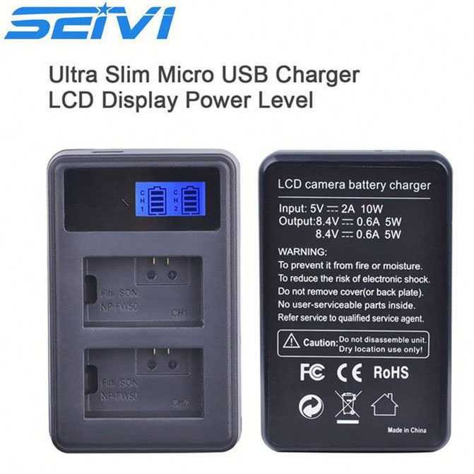 SEIVI Charger Baterai Travel + 2 x Baterai 1180mAh for Sony - NP-FW50