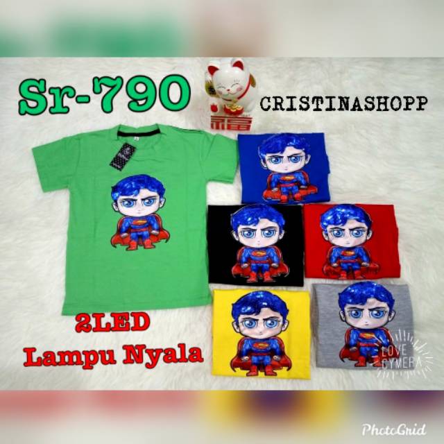 PREMIUM SUPERMAN 2 LED BAJU  KAOS  ANAK  COWOK SUPERMAN 