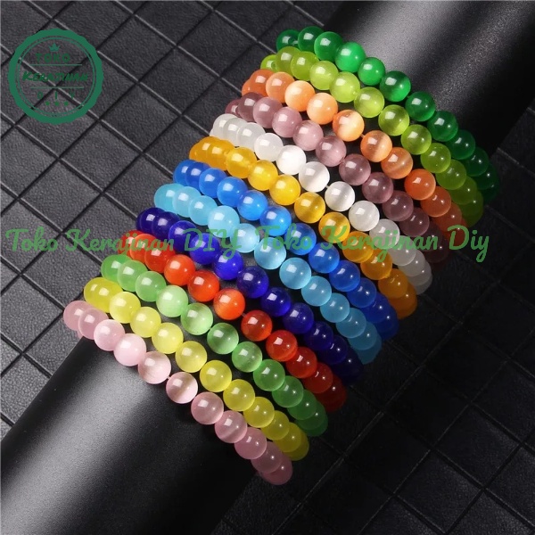 Gelang Batu Pria Wanita Mata Kucing Cat Eye 8/10mm