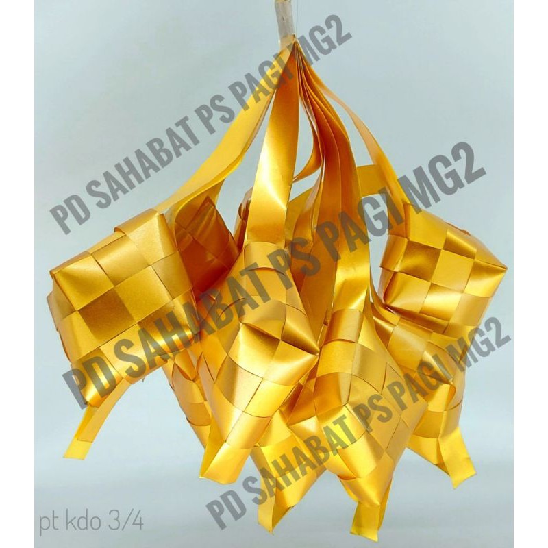 

ketupat lebaran pita kado 3/4 inci orange / gold (1 ikat 10 pcs)