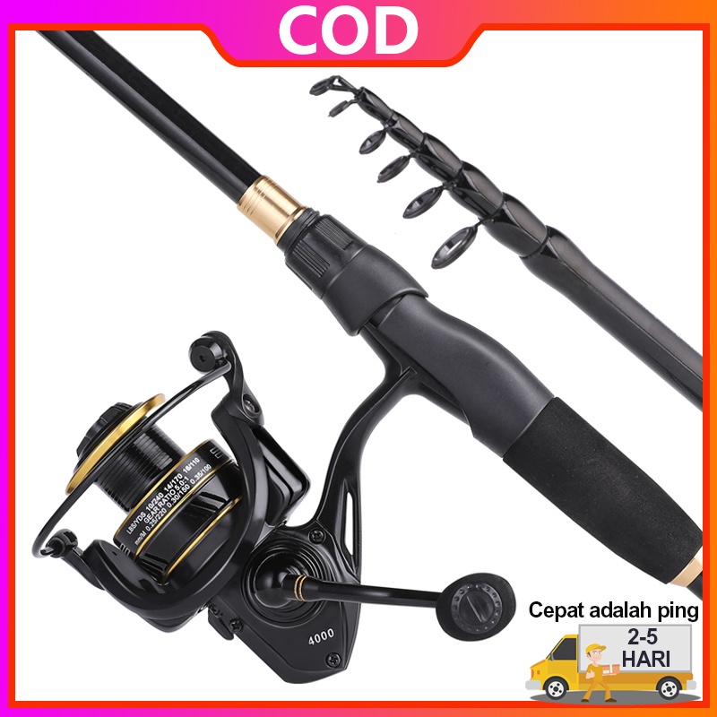 Sougayilang Carbon Fiber Fishing Rod Fishing Reel Set 1.8m-2.4m spinning rod reel combo pancingan set lengkap