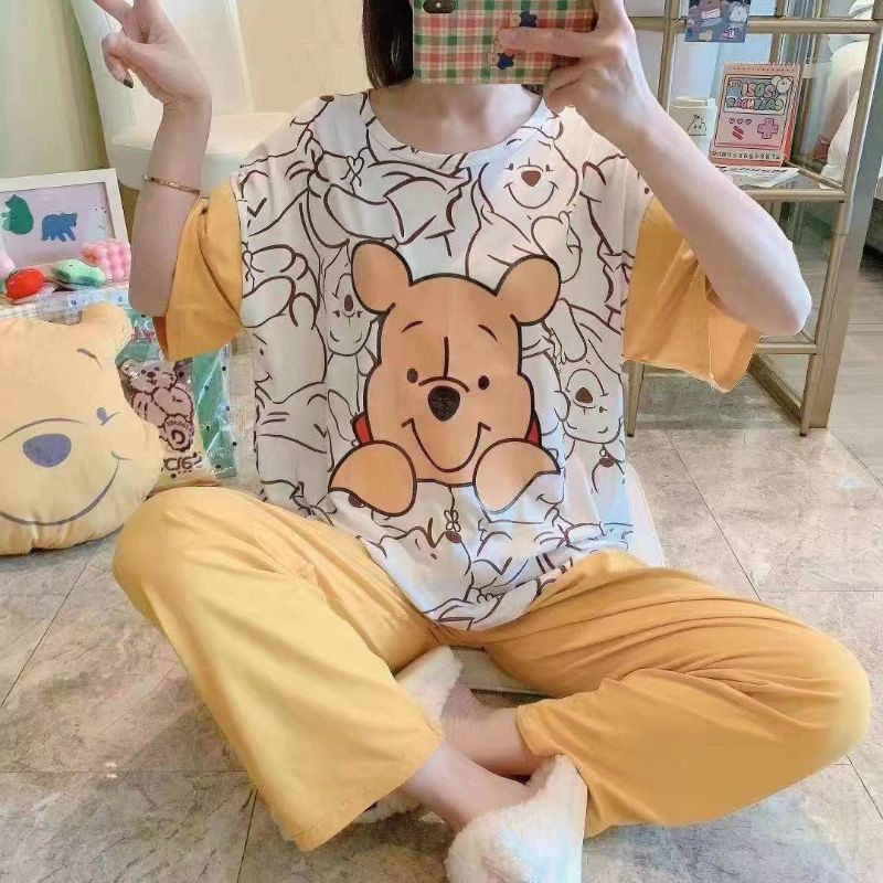 MDLV ~ MDLV BAJU TIDUR SET POOH YELLOW CP BAJU TIDUR IMPORT CEWEK BEST SELLER PIYAMA DEWASA FASHION IMPORT