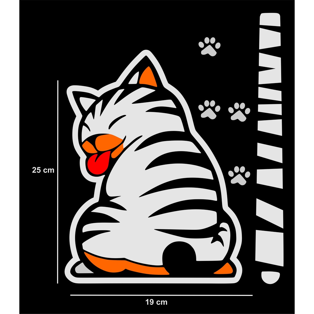 stiker kucing kaca belakang mobil/wiper