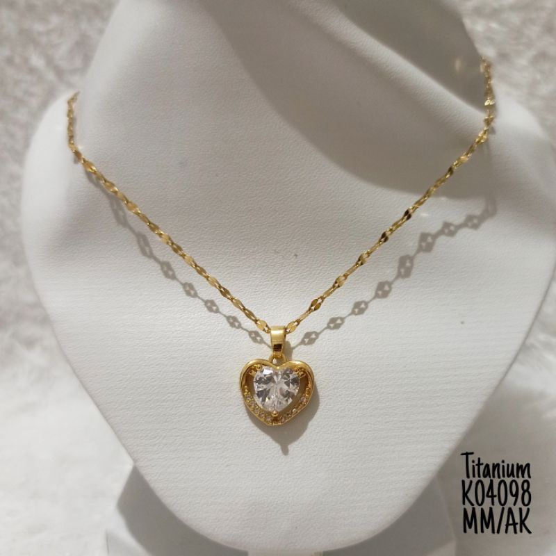 Kalung Titanium Love Zircon Gold K04098