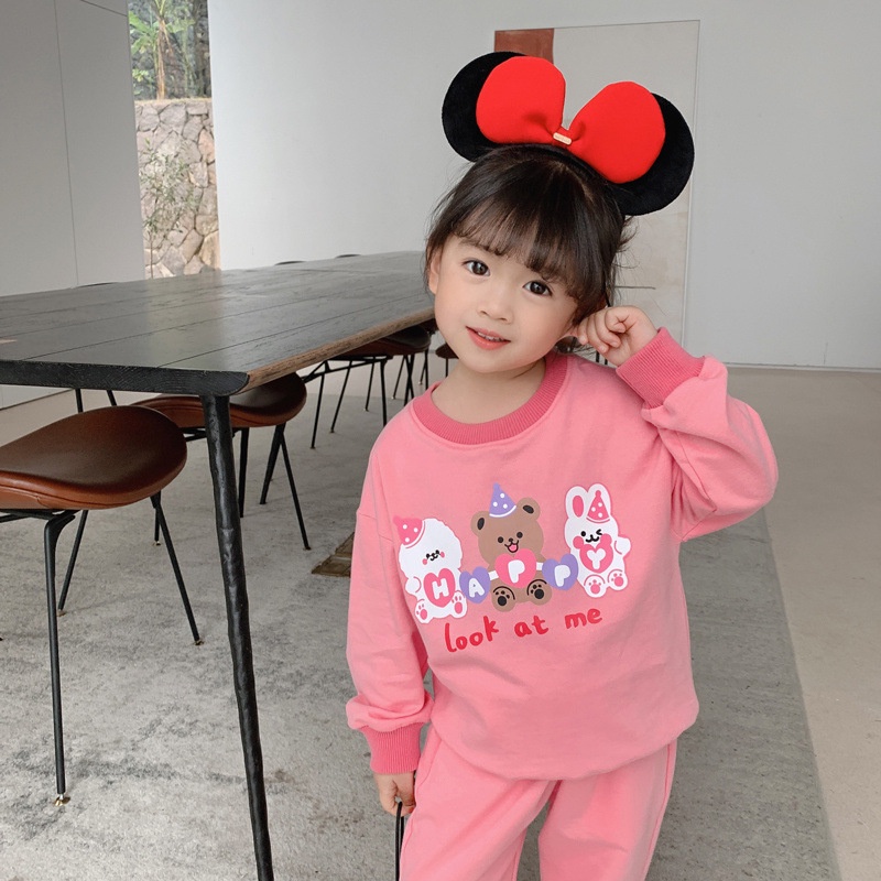 HappyOliver PASSWORD HAPPY TRIO PANDA Setelan Sweater 1 - 7 Tahun Baju Anak BerKualitas